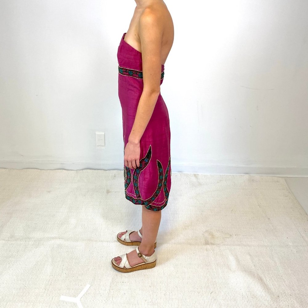 Vintage Tibi XS Silk Beaded Dress Purple AS-IS - Picture 9 of 16